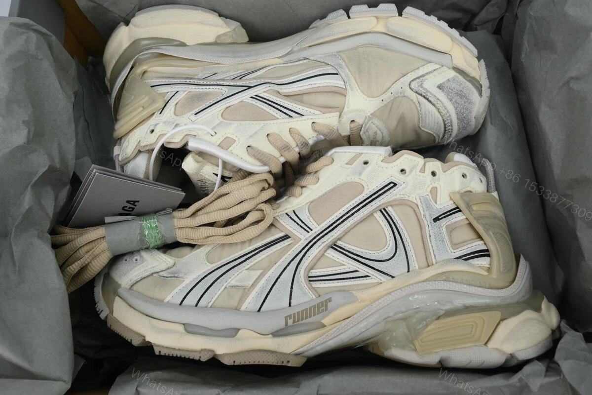 View 4 of Balenciaga Runner Sneaker White Brown 772767 W3RNY 1205