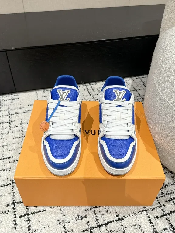 Bold Sapphire Luxe High-Top Sneakers with LV-Style Details — view 1