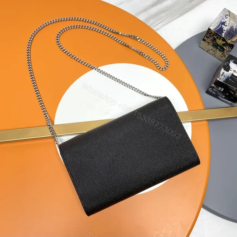 View 4 of Structured Black Leather Clutch with Chain Strap â€“ Day to Night