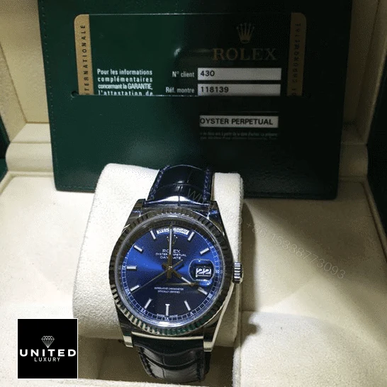 View 6 of Rolex Day-Date 118139-0004 V5 Stainless Steel Blue Dial Replica