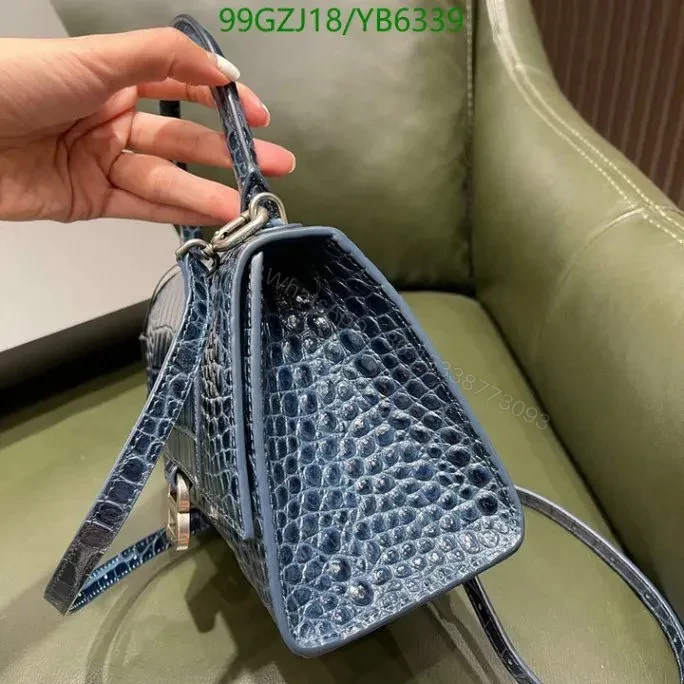 View 3 of Balenciaga Replica Hourglass Small Blue Chic Bag YB6339
