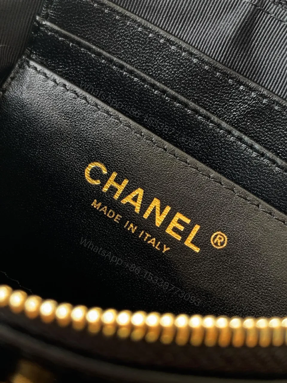 View 3 of Quilted Black Leather Shoulder Bag: Gold Hardware Chic