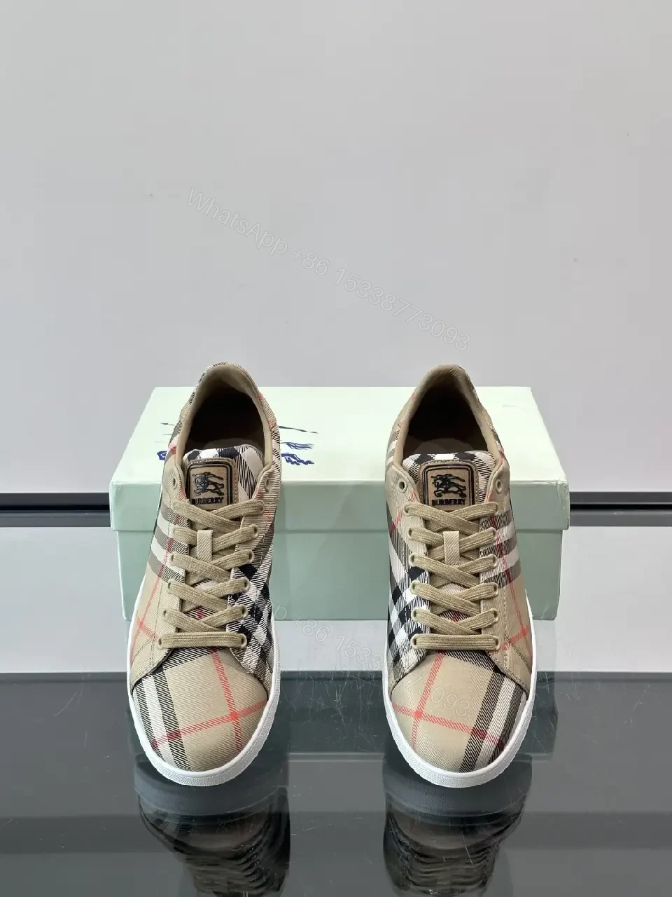 View 4 of Plaid Plush Comfort Low-Top Sneakers with Signature Check