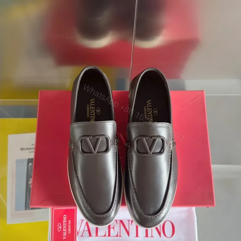 Sleek Leather Loafers with Signature Hardware, Black, Luxury Style — view 1