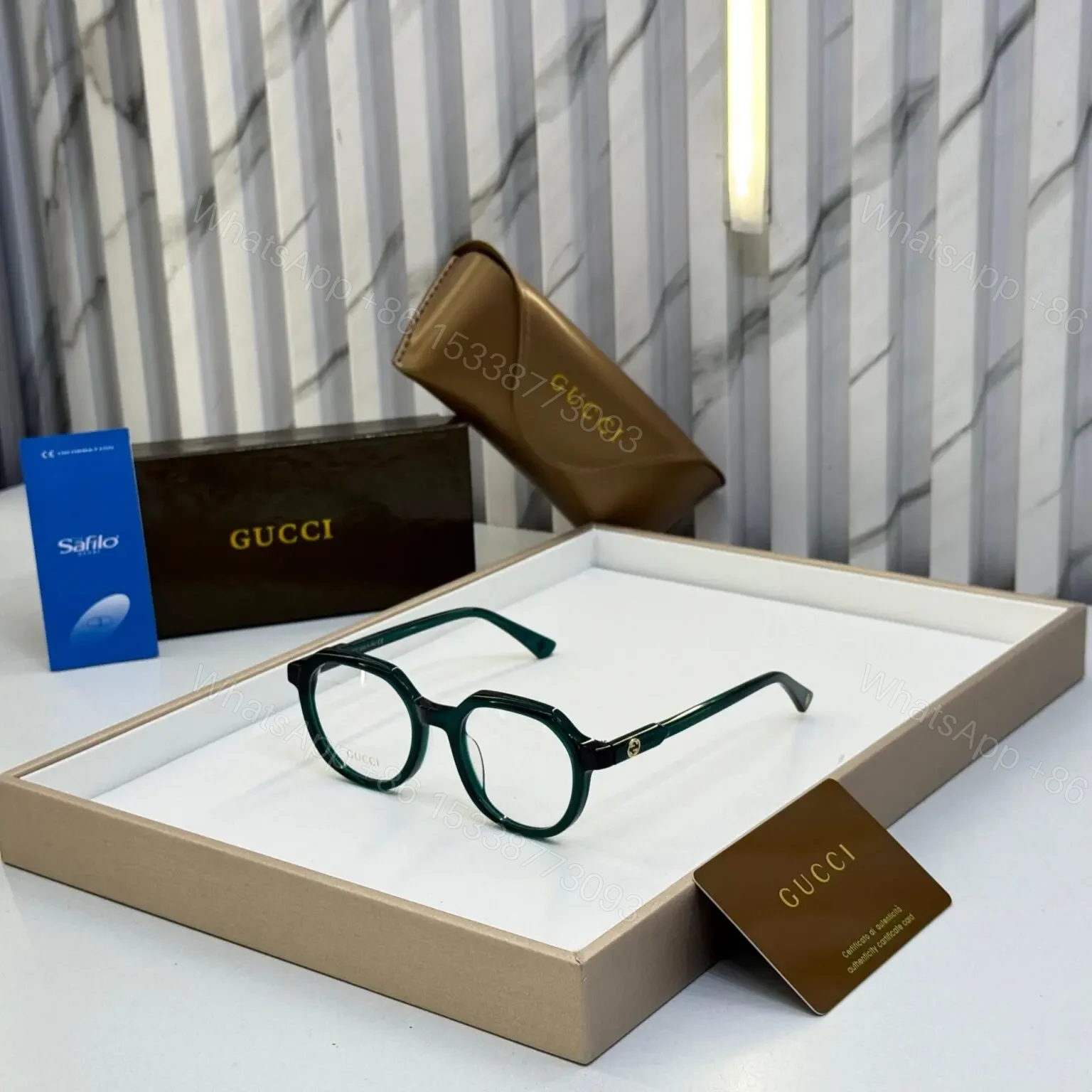 Gucci Round Dark Green Eyeglass – One Size – AAA Quality — view 1