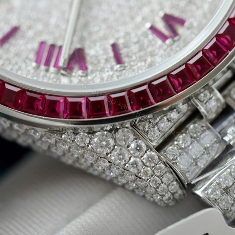 View 2 of Datejust 41mm Super Clone Custom Ruby + Moissanite Diamonds Replica