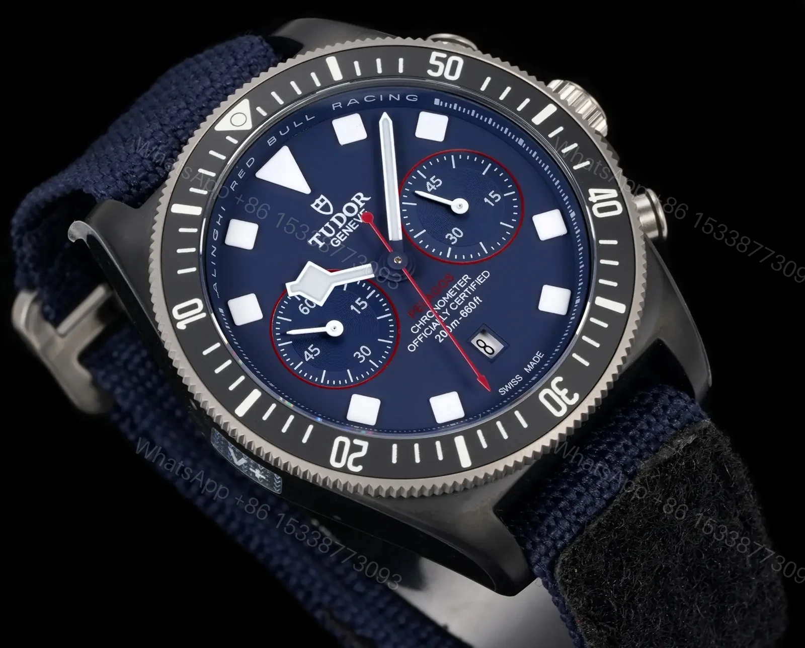 View 3 of Tudor Pelagos FXD Chronograph Blue Dial Navy Fabric Strap Ultimate 43MM M25807KN-0001