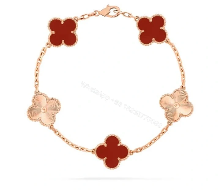 Van Cleef Arpels Replica Alhambra Carnelian Guilloche Bracelet — view 1