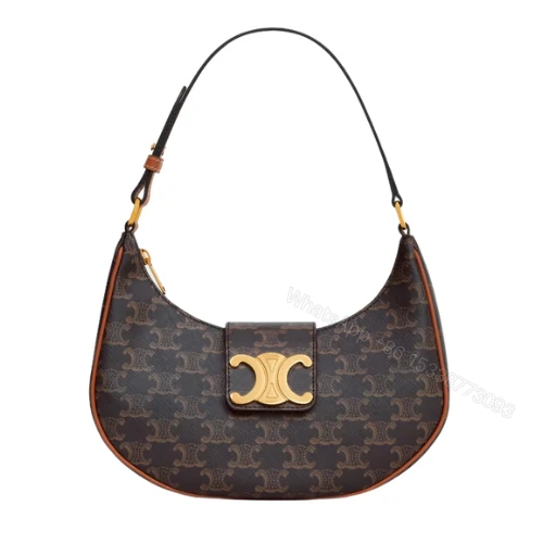 CELINE AVA TRIOMPHE SOFT BAG IN CANVAS AND CALFSKIN TAN — view 1