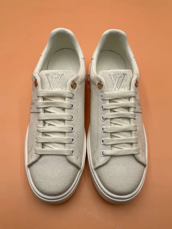 View 3 of Beige Canvas Luxe Sneakers: Subtle LV-Inspired Comfort