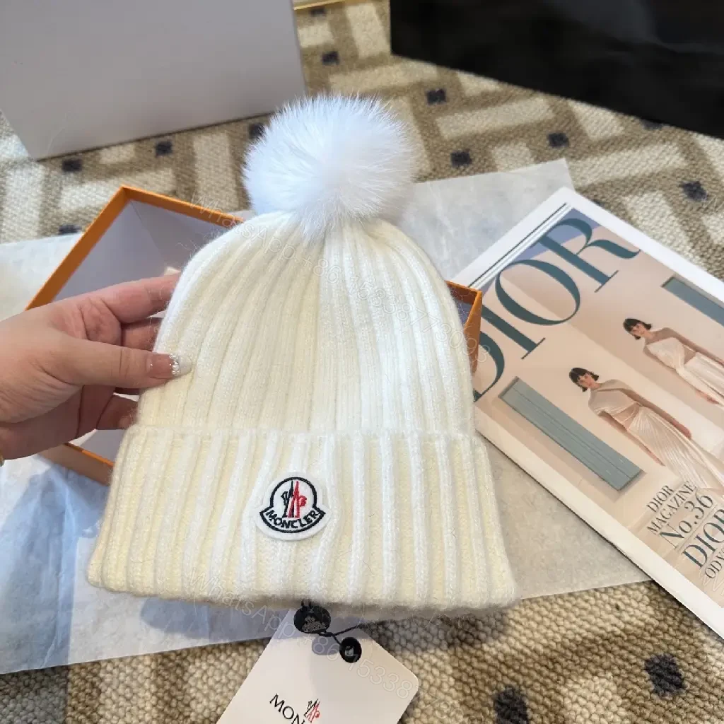 View 6 of Cozy Ivory Knit Beanie with Pom-Pom, Premium Luxe Style