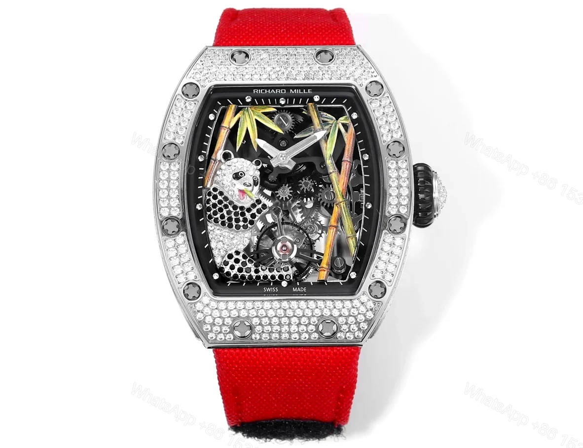 Richard Mille RM26-01 Panda Tourbillon Watch Full Diamond Set Panda Art Dial 18K White Gold Bamboo Mechanical Masterpiece RM26-01-PND-DIA — view 1