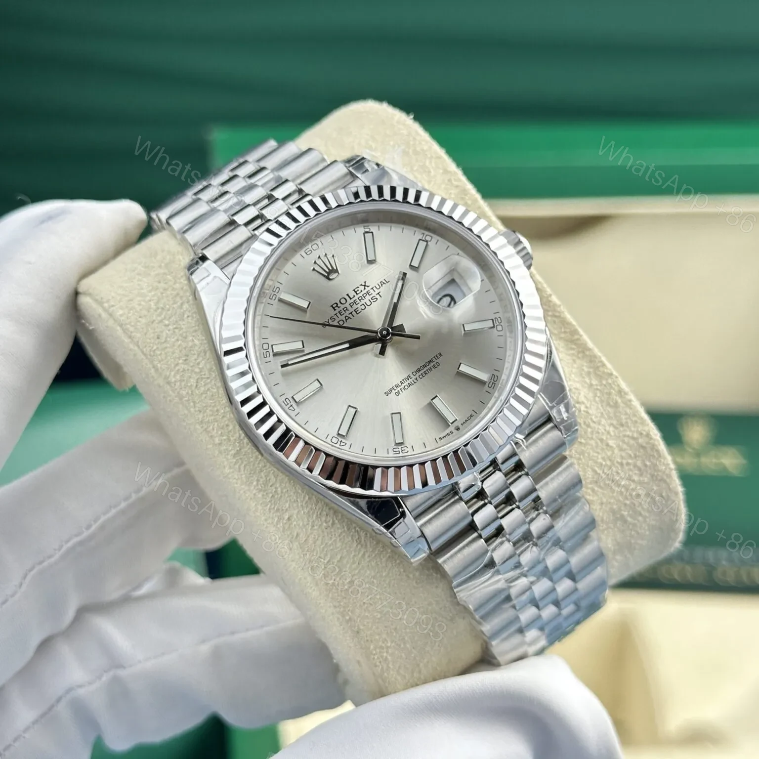 View 3 of Replica Rolex Datejust Silver Dial 16220 36 mm