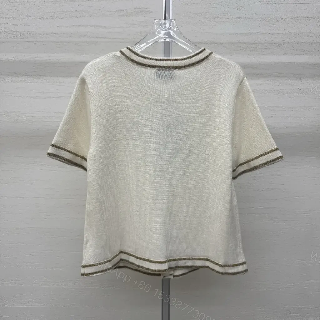 View 7 of Ivory Knit Cardigan: Structured, Luxe Detailing, Short-Sleeve