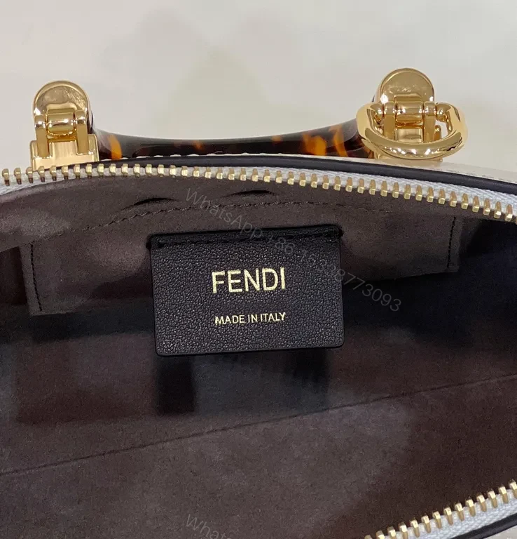 View 6 of White Fendi Mini Bag: Rhinestone Logo, Tortoiseshell Handle