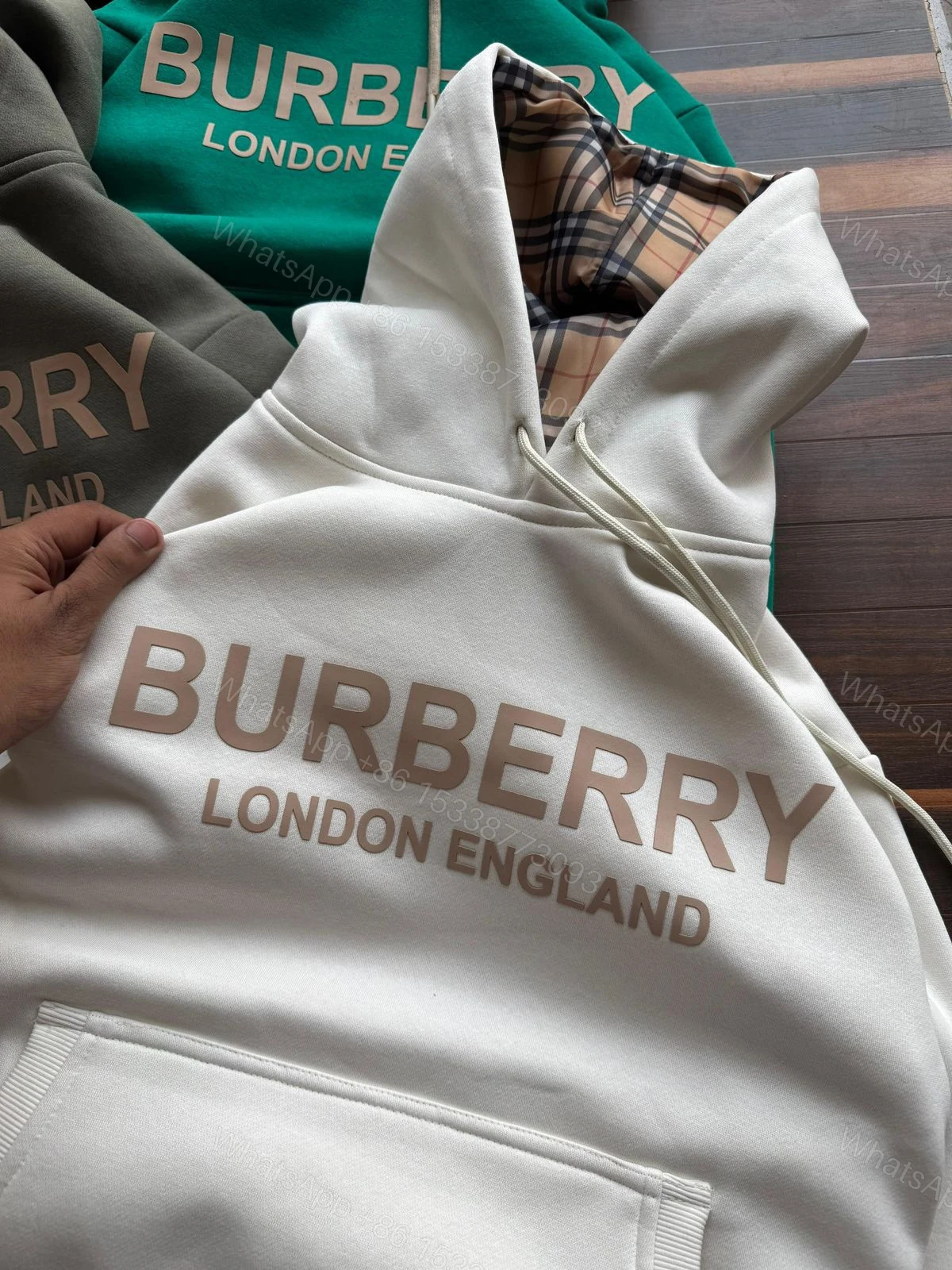 View 2 of FIRST COPY BURBERRY 3-THREAD COTTON FLEECE HOODIE