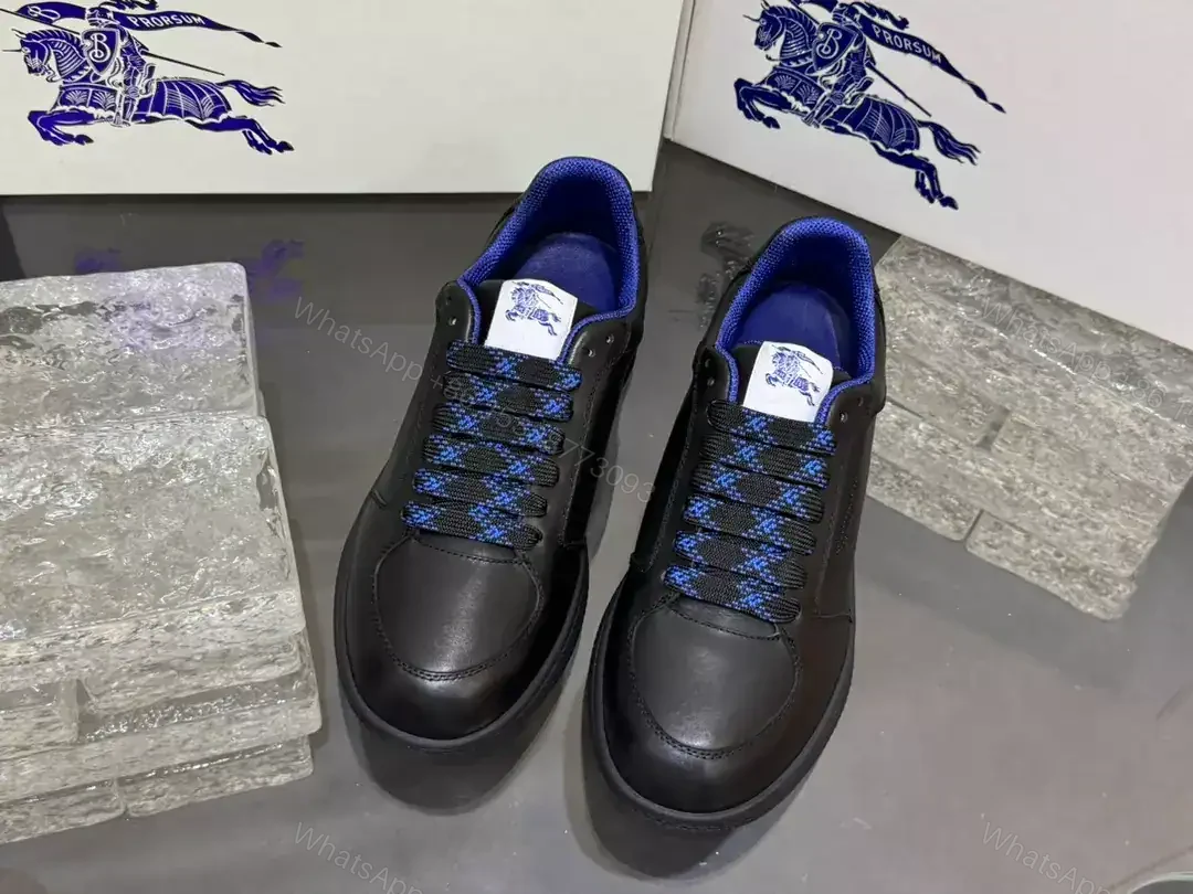 View 3 of BURBERRY LEATHER STOCK SNEAKERS IN BLACK – BBR092