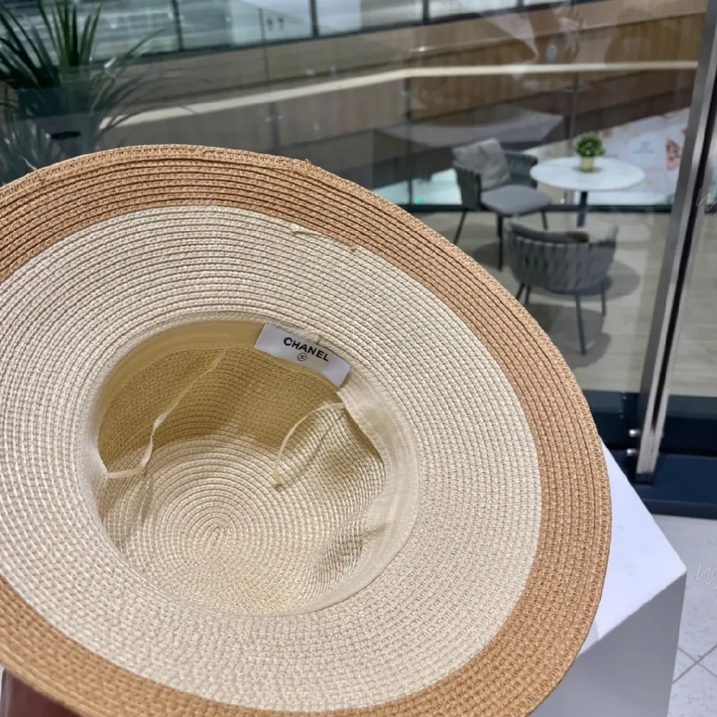 View 5 of Chic Wide-Brim Straw Hat with Pearl Band Detail