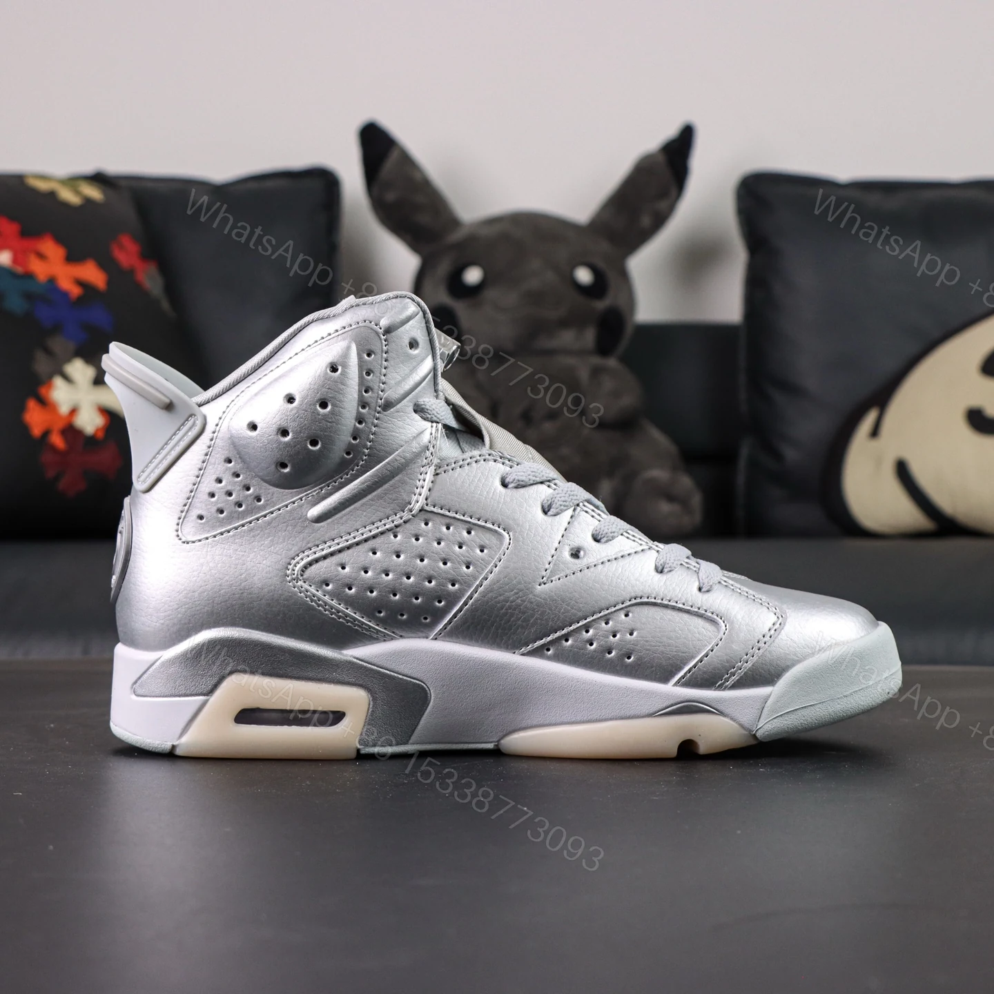 View 2 of Air Jordan 6 Retro PSG ‘Paris Saint-Germain / Metallic Silver’ (2026)