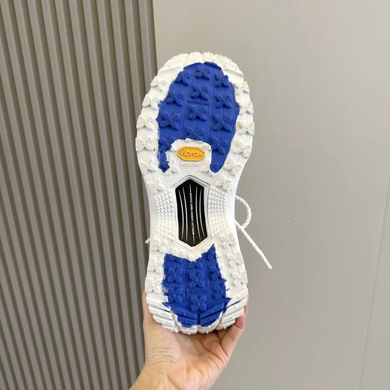 View 6 of Moncler Navy Knit Sneaker with White Leather, Lux-Chic Style