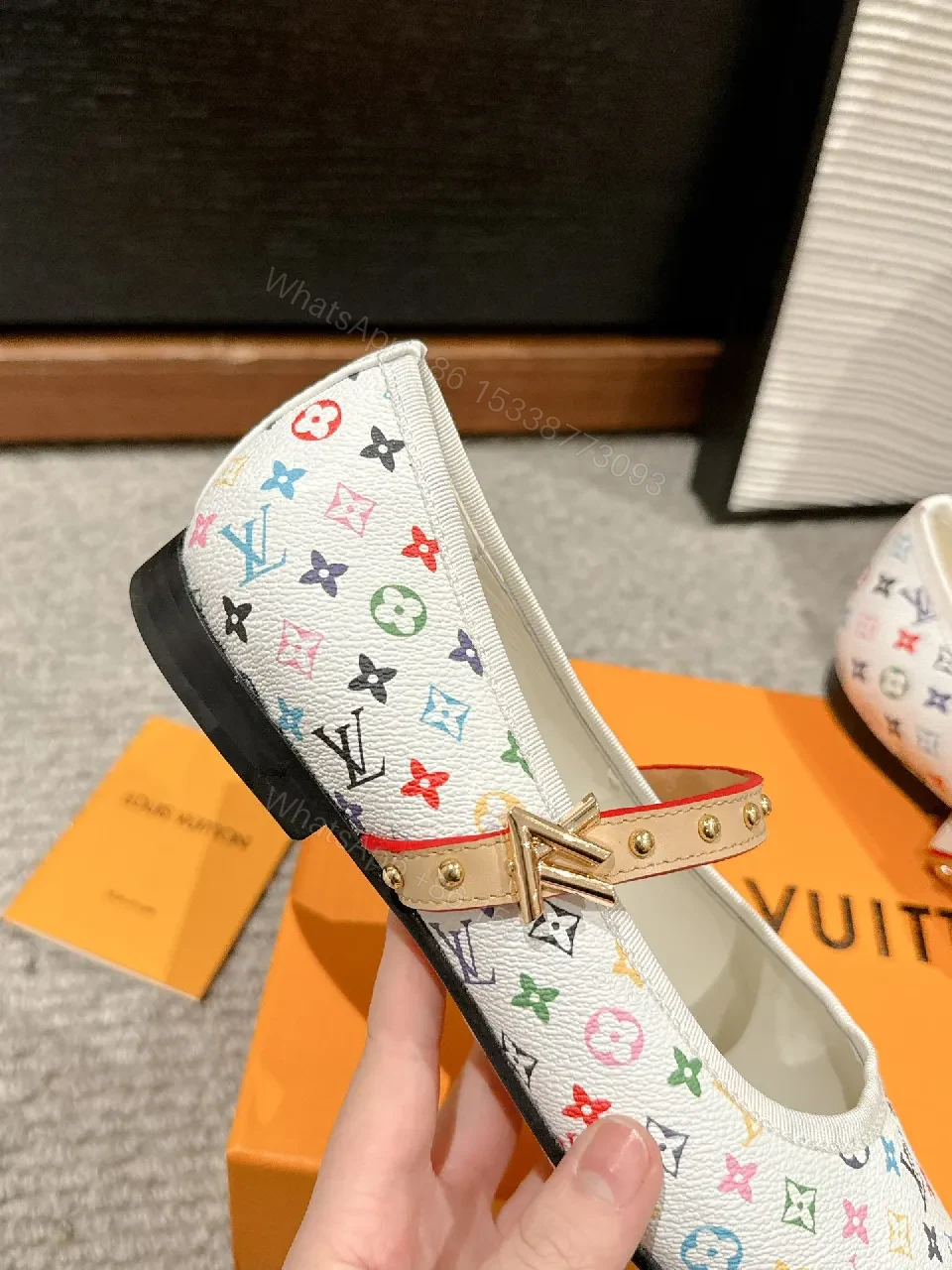 View 8 of Colorful Monogram Mary Jane Satiny Comfort Footwear