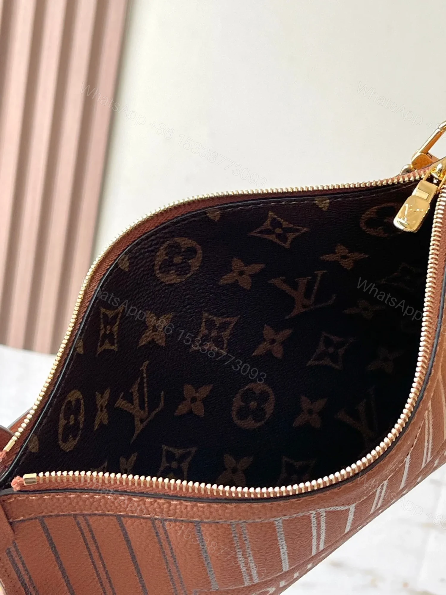 View 6 of LV NEVERFULL INSIDE OUT MM IN BROWN MONOGRAM CANVAS AND CALFSKIN TRIM