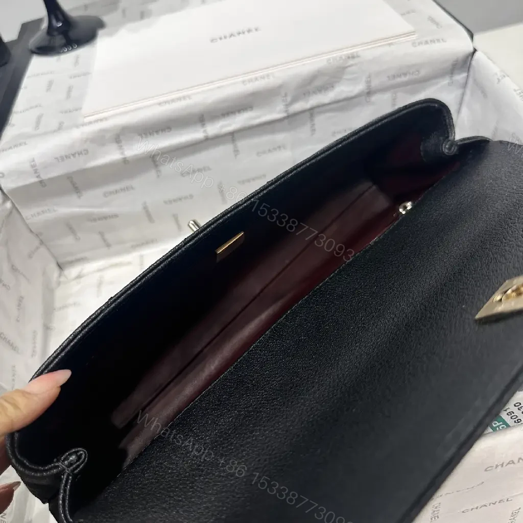 View 9 of Chic Quilted Leather Handbag: Gold Logo Compact Bag