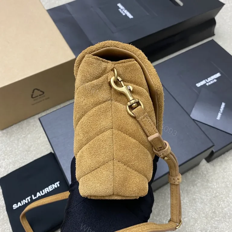 View 6 of Signature Suede Crossbody: Chevron + YSL Hardware Bag