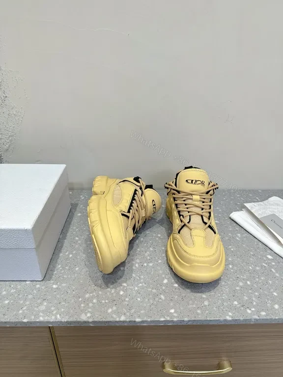 View 3 of Beige Leather-Mesh Chunky-Sole Sneakers: Luxe, All-Day Comfort