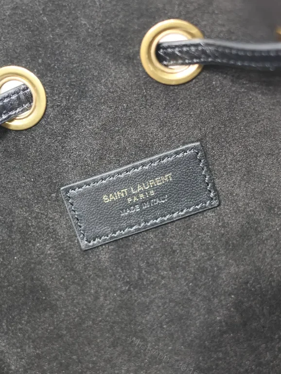 View 6 of Compact Luxe Drawstring Bag with Gold-YSL Monogram