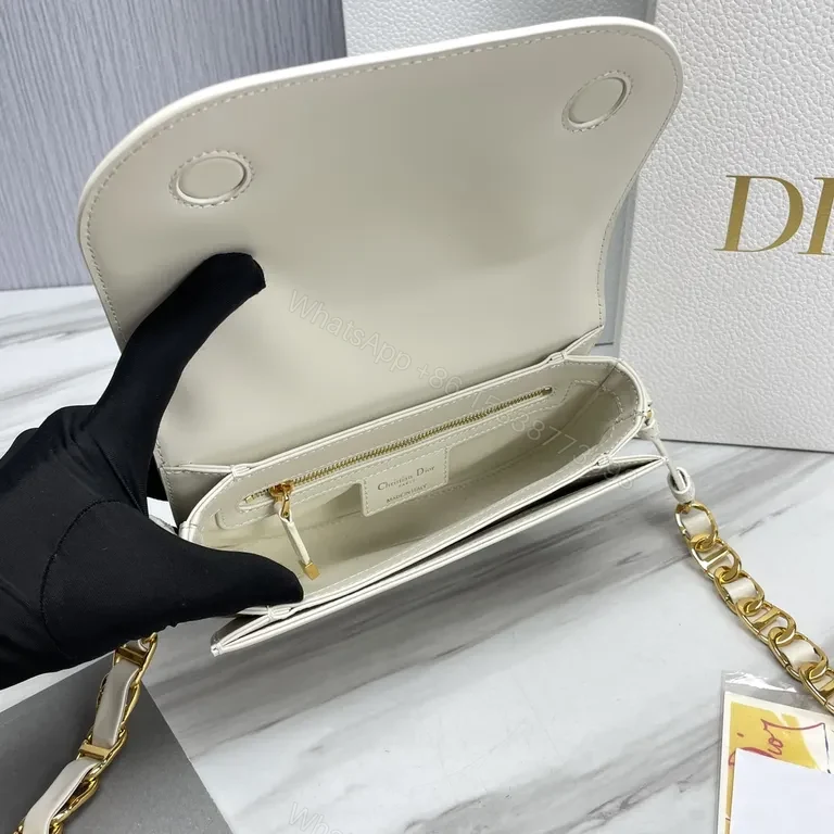 View 2 of Minimalist Dior Soft-Curve Bag: White Leather, Gold Hardware, Luxe Compact Crossbody
