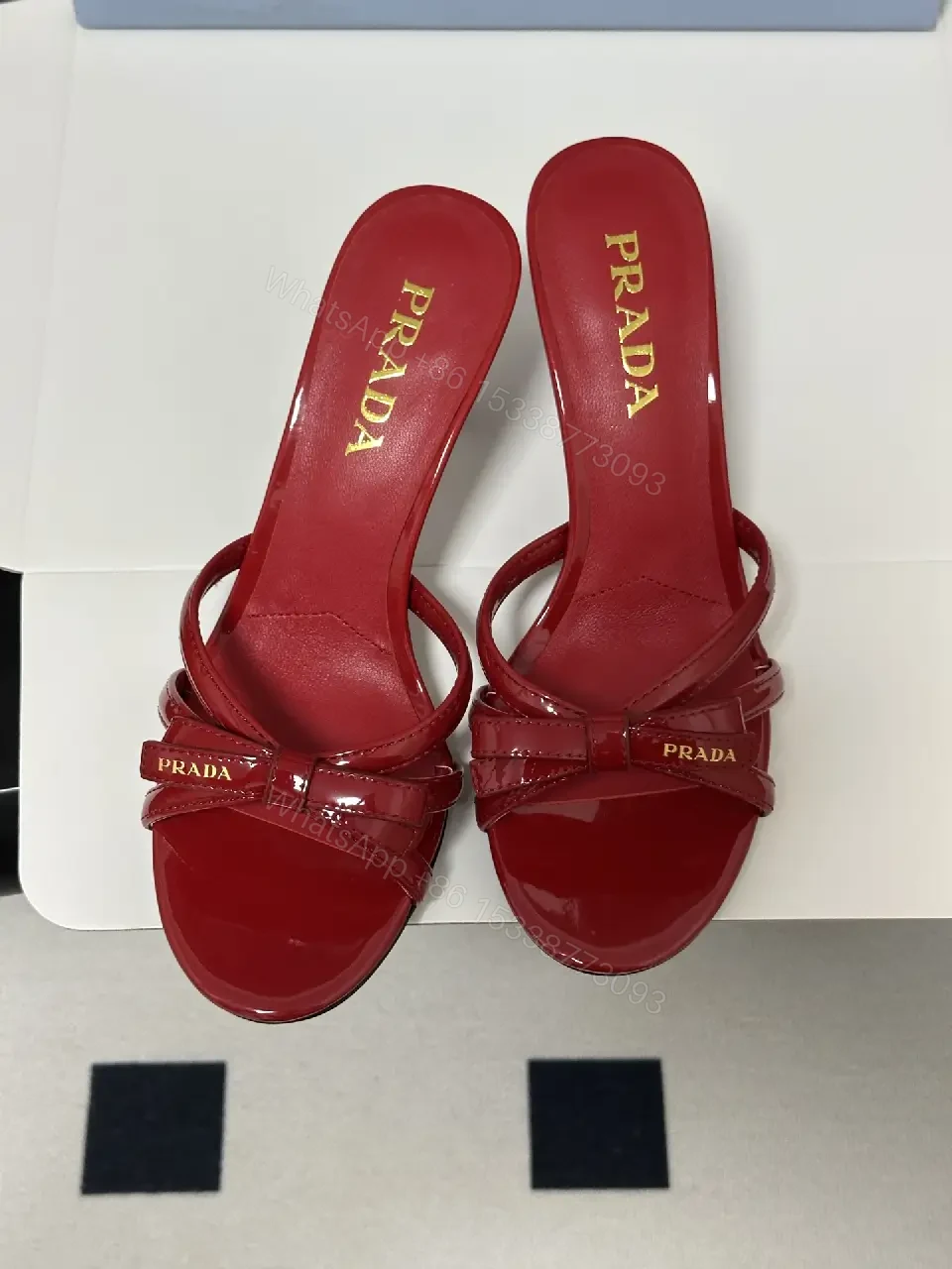 View 9 of Red Patent Leather Heeled Sandals Prada Style