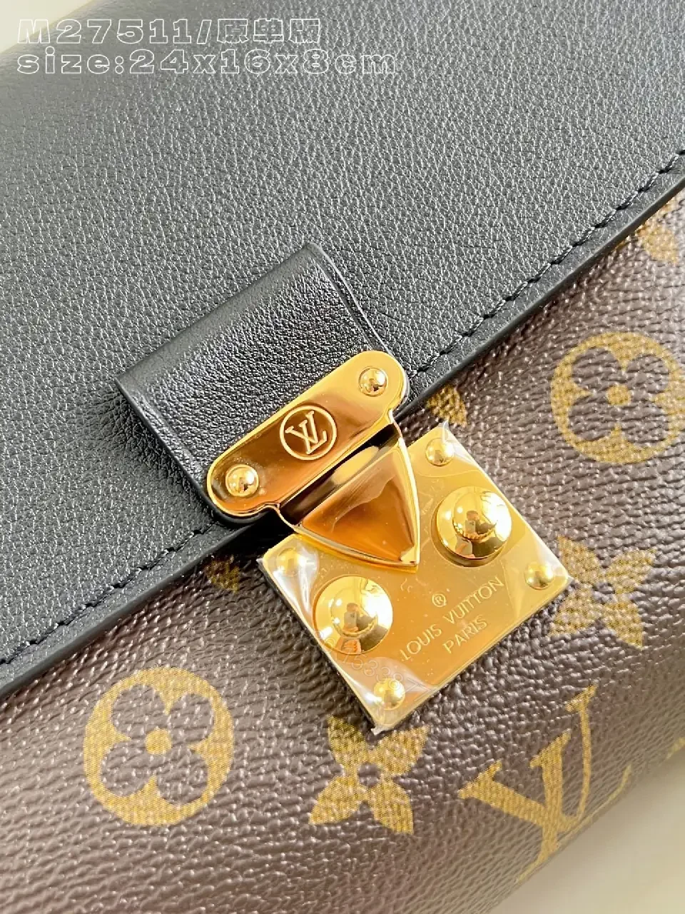View 2 of Chic Black Satchel: Monogram Canvas, Structured Silhouette