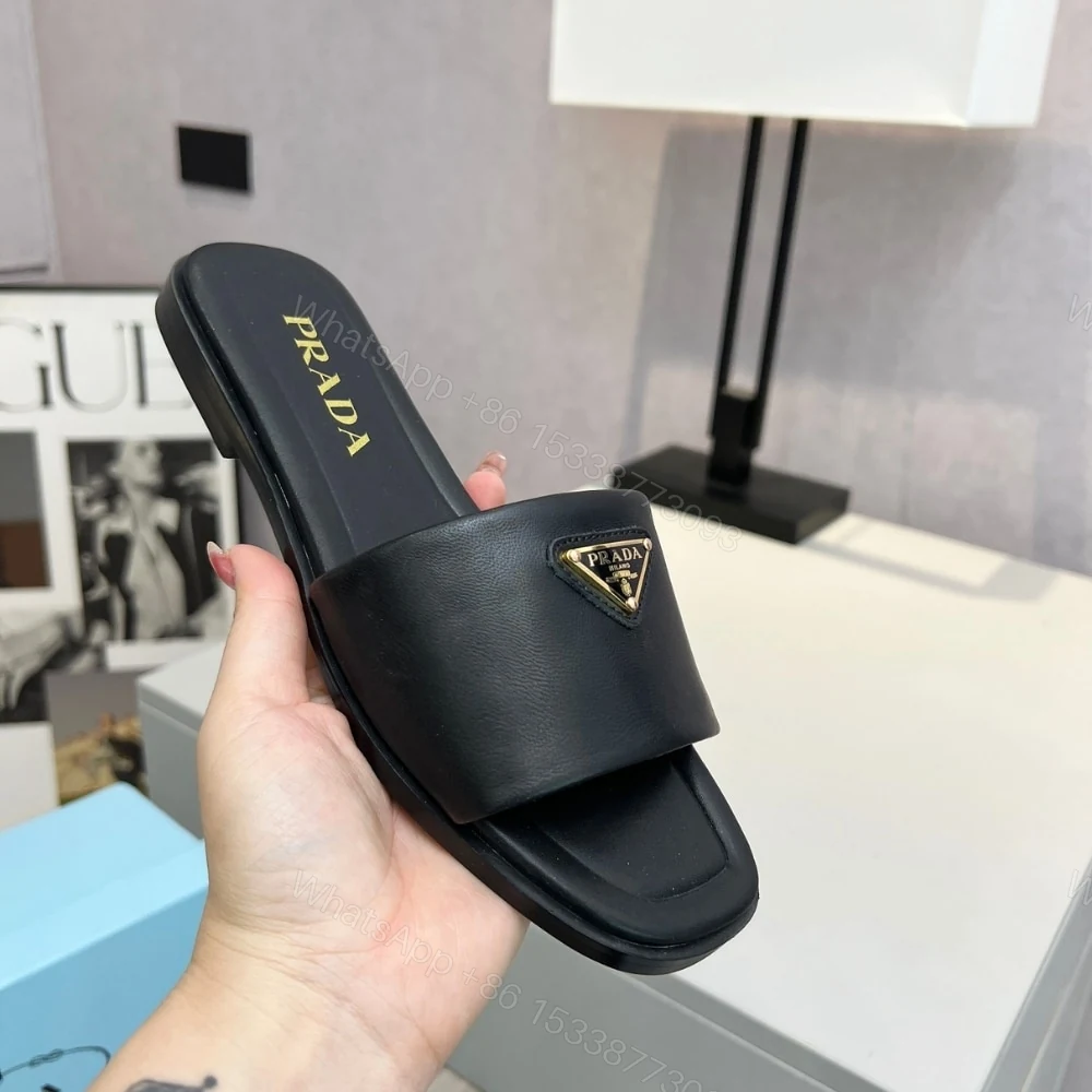 View 4 of PRADA SAFFIANO PATENT LEATHER SLIDES BLACK 1XX730 3A9S F0002 F 010