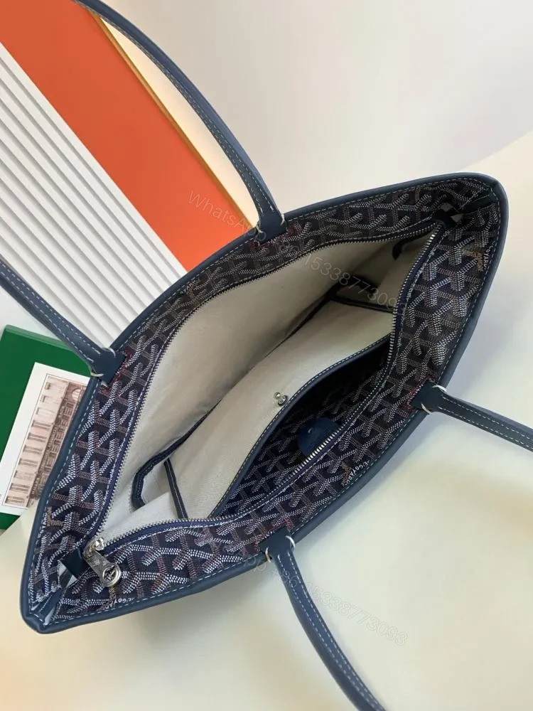View 6 of Goyard Navy Blue Goyardine Coated Canvas and Leather Saint Louis PM Tote