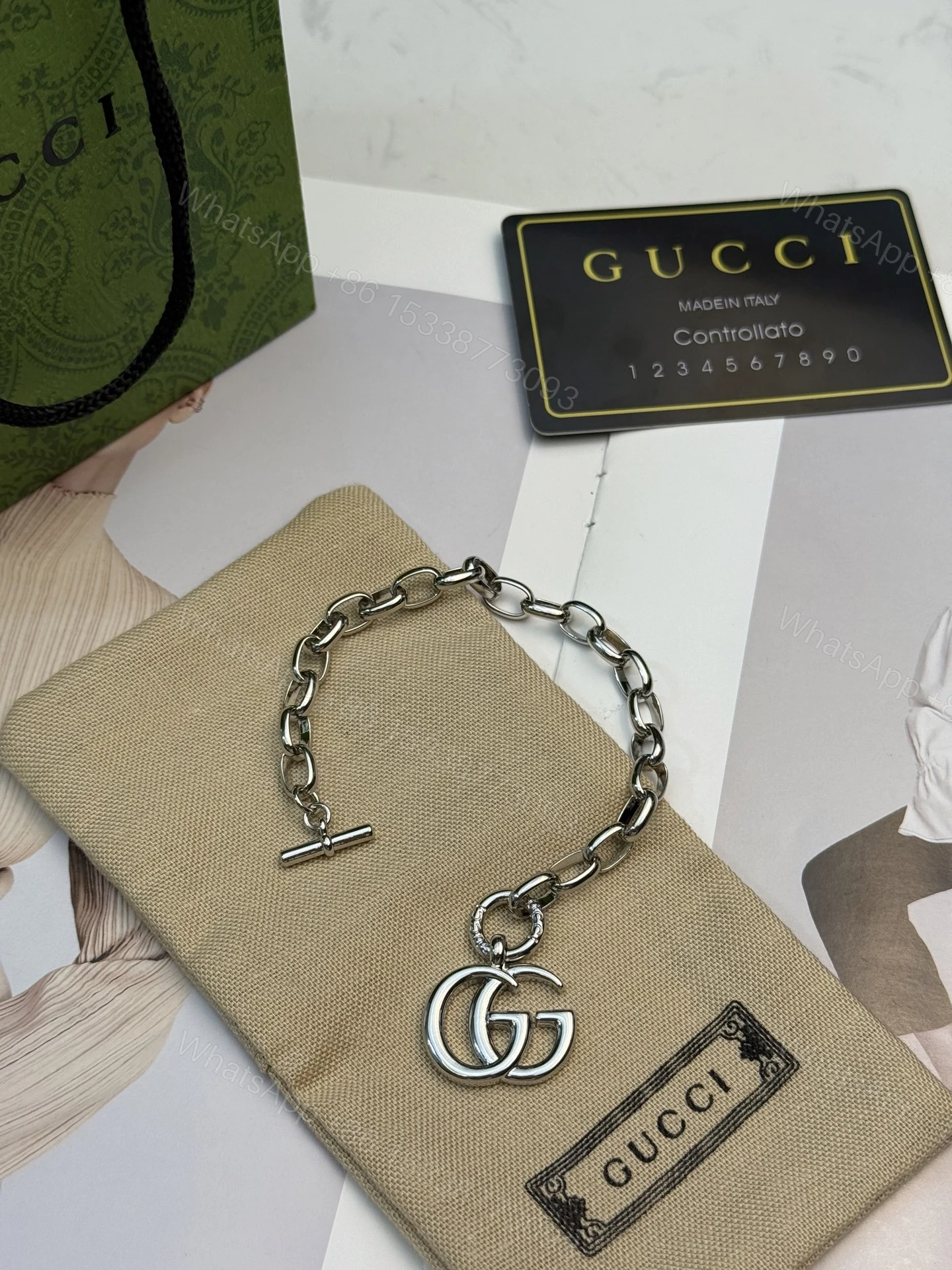 GUCCI 原單雙G金屬手鍊 簡約鏈條設計款 — view 1