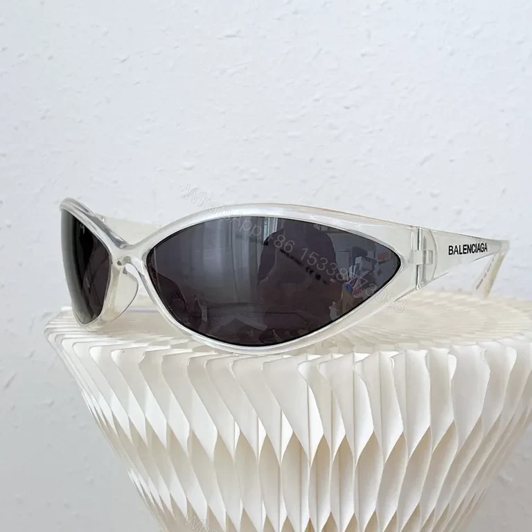 Translucent White Balenciaga-Inspired Sunglasses with UV400 Lenses — view 1