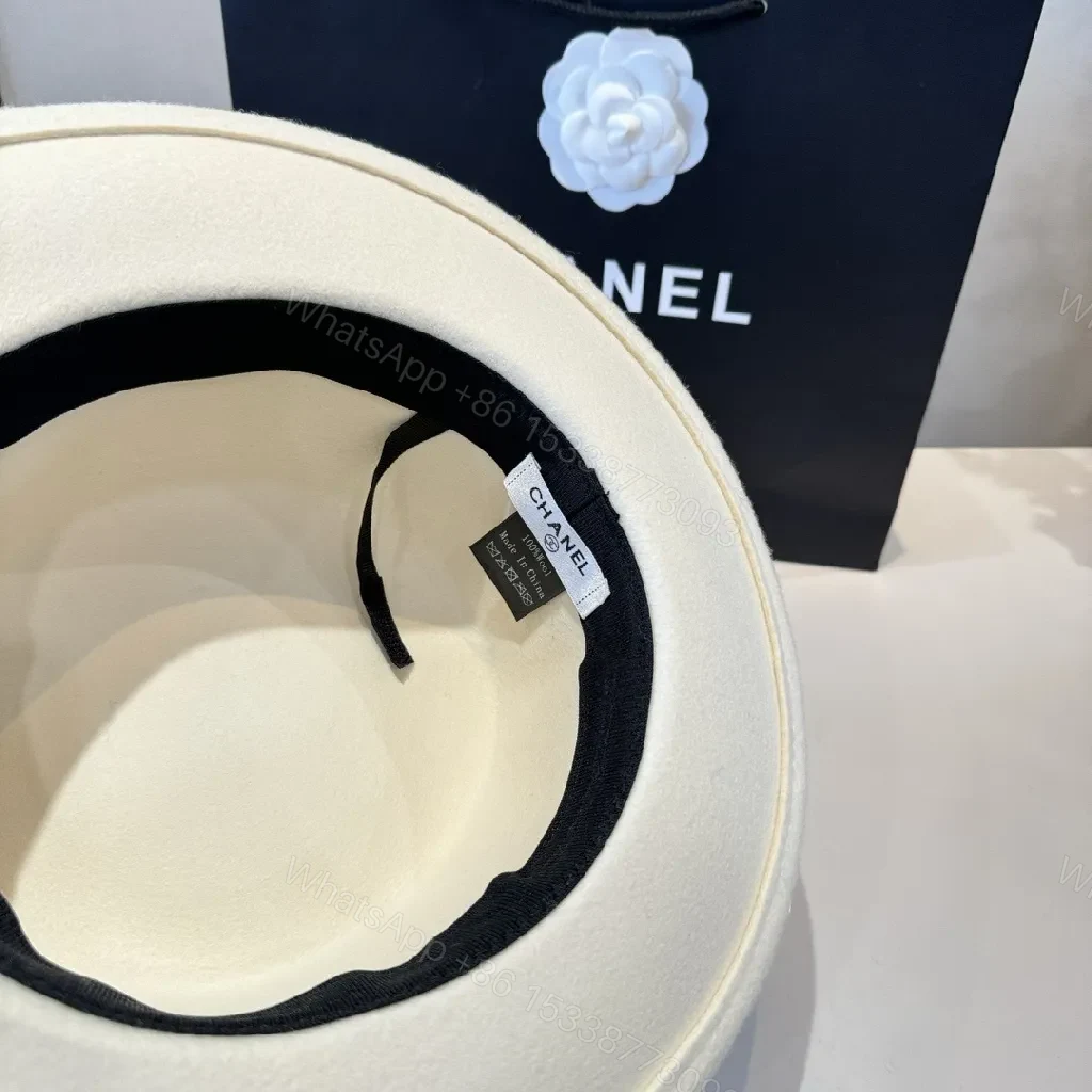 View 3 of White Wool Fedora with Pearl Detail, Couture-Style Fedora, One-Size