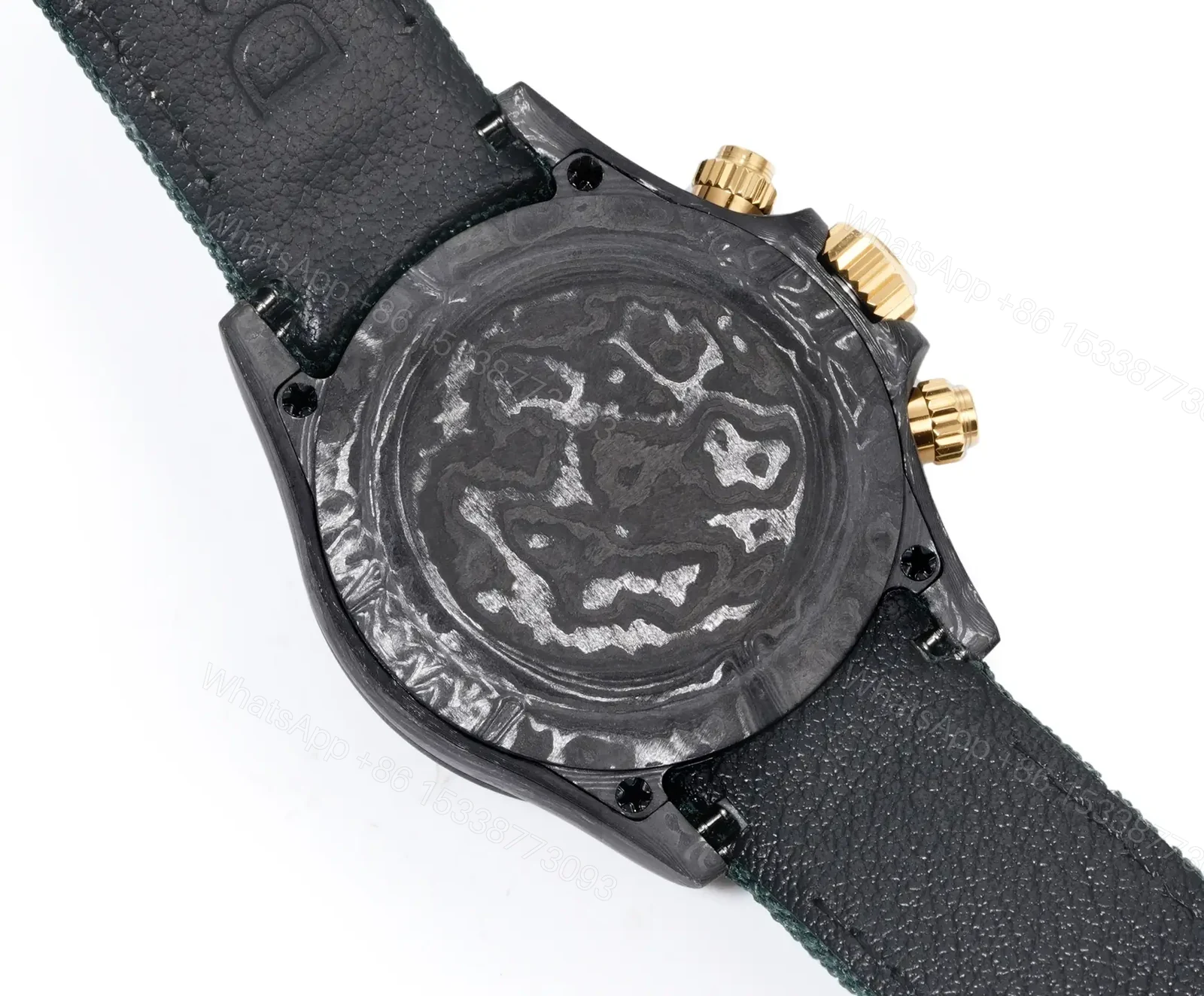 View 8 of Best Rolex Daytona Carbon Fiber Green Strap replica 40MM Skeleton Dial Edition RG-DAYTONA-CARBON-GREEN-STRAP-40
