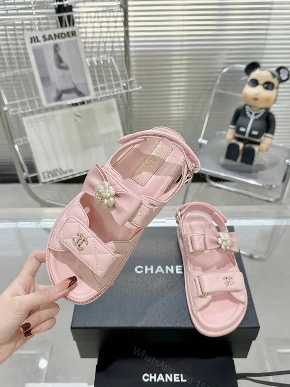 View 7 of Soft Pink Chanel-Style Sandals: Delicate Comfort Luxury Shoes