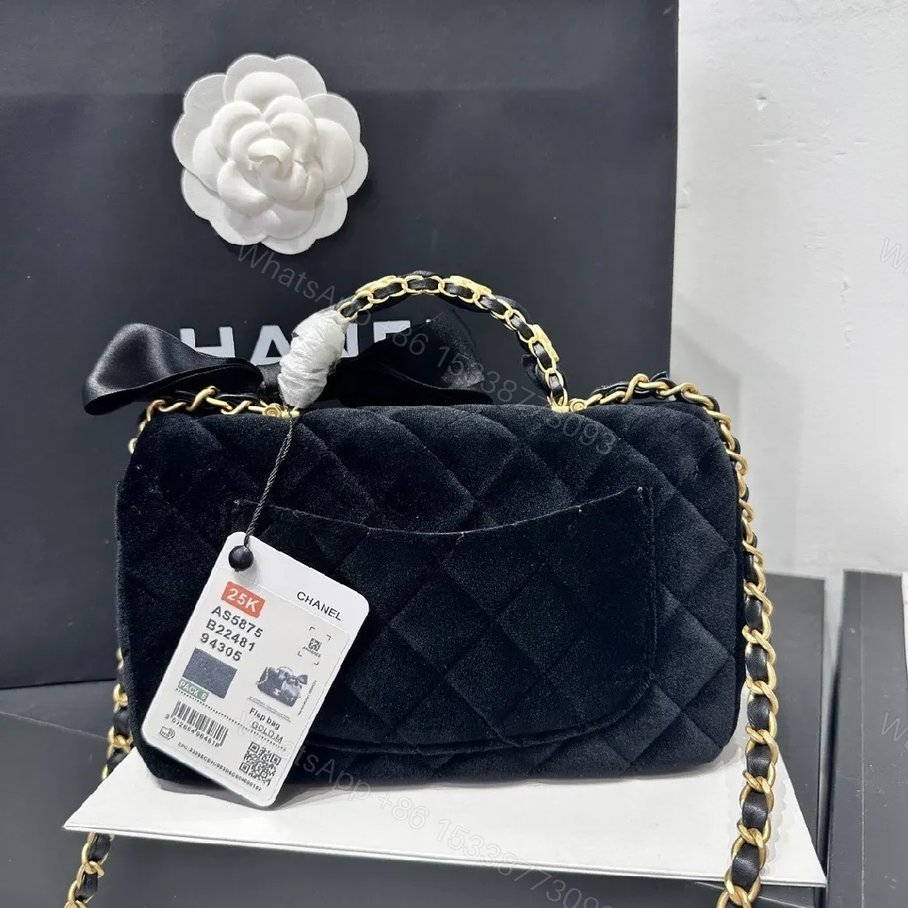 View 3 of Velvet Bow Mini Bag: Luxe Chanel-Inspired Satchel