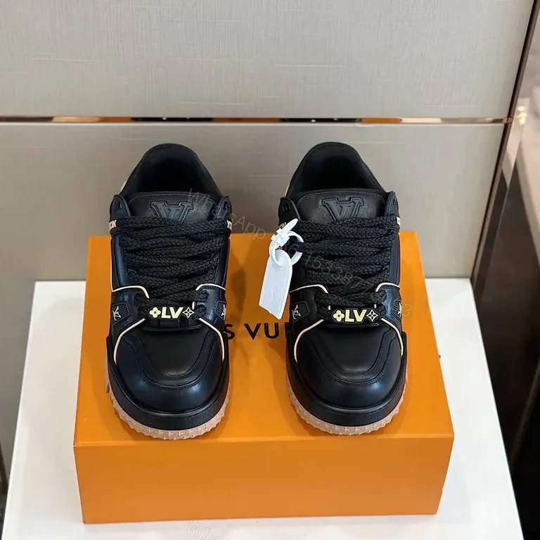 View 6 of Black Calf Leather LV-Inspired High-Top Sneaker with All-Day Comfort