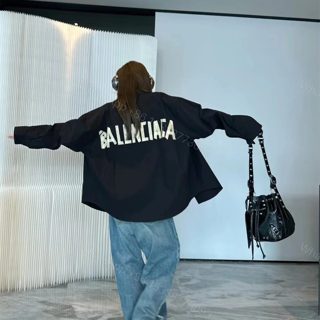 View 14 of 高仿Balenciaga*FW24系列663030背後字母襯衫黑色