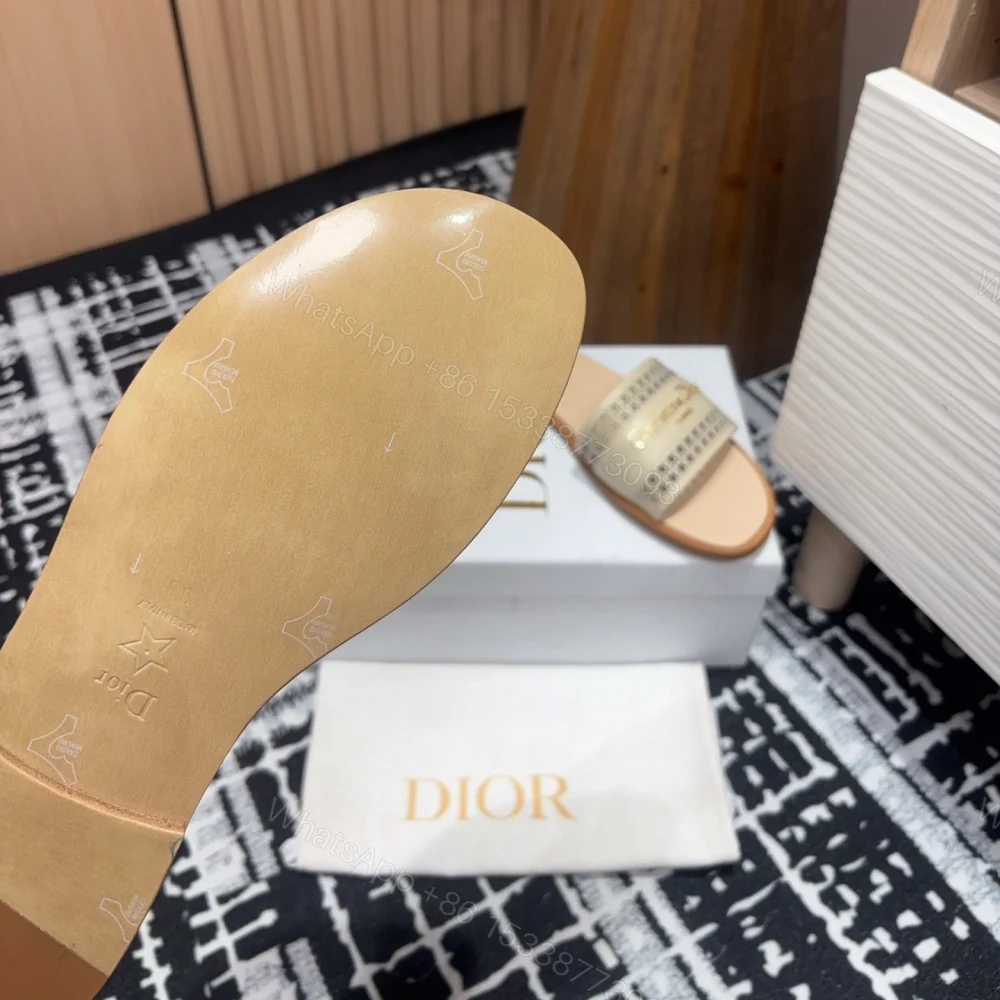 View 6 of 高仿Dior*D-Lane系列KCO156圓頭套腳一字拖鞋米色免檢版