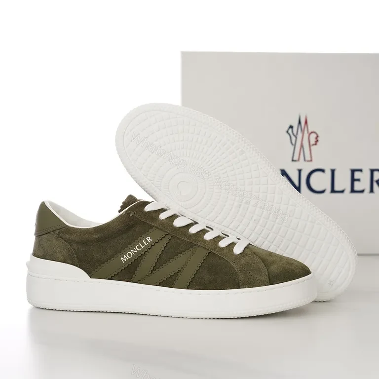 View 8 of Olive Suede Moncler Sneakers: City-Smart Luxury Comfort