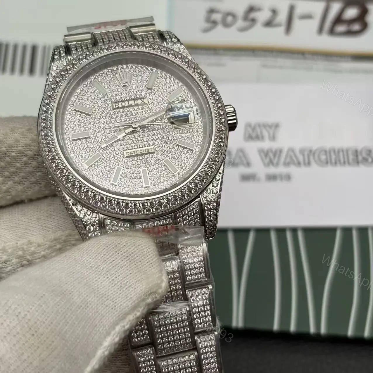 View 8 of Replica Rolex Datejust 41mm Full Real Diamond Moissanite