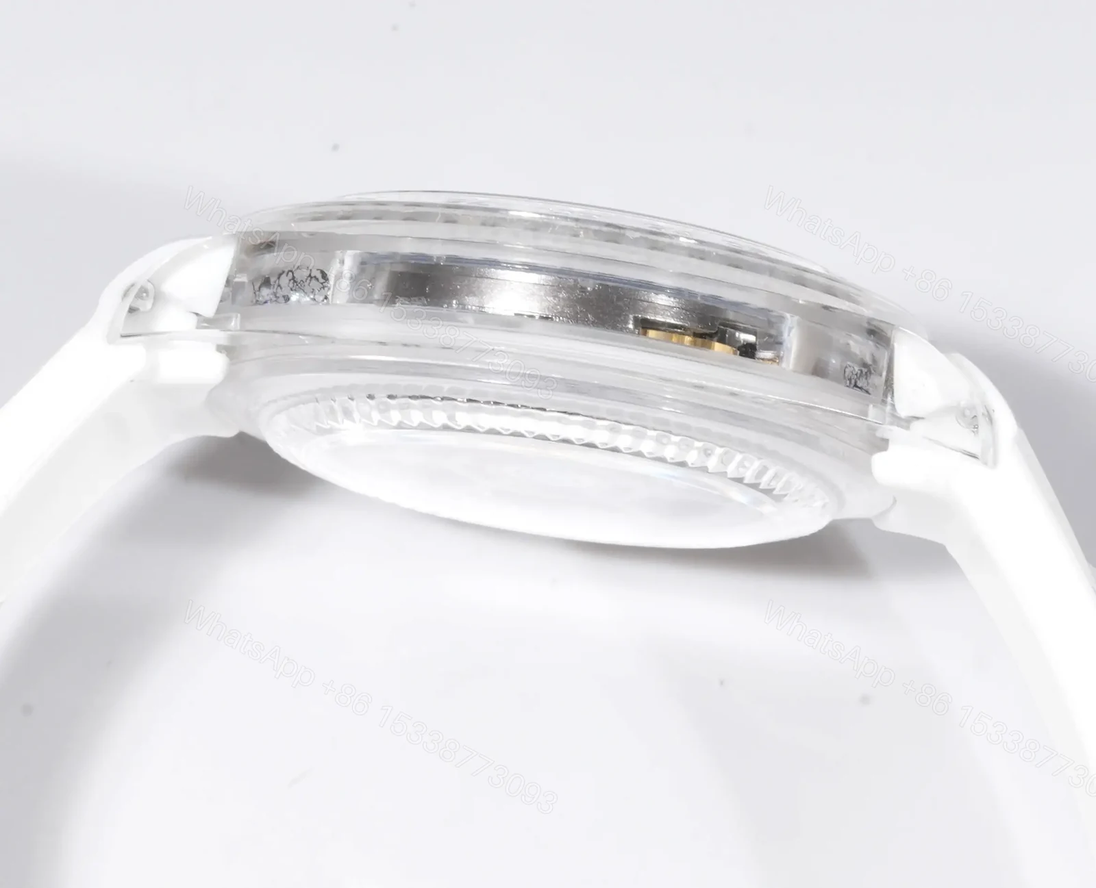 View 7 of Rolex Daytona Skeleton White Sapphire replica 40MM White Rubber Strap Edition RG-DAYTONA-SKELETON-WHITE-SAPPHIRE-RUBBER-40