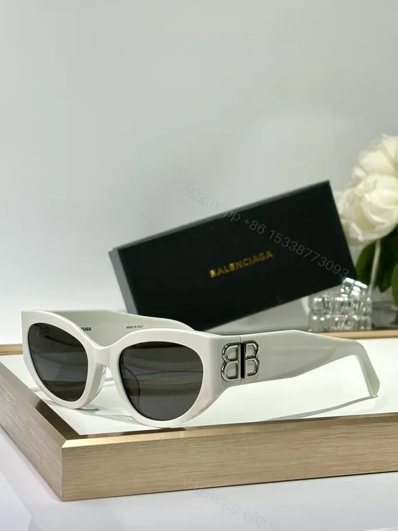 View 6 of Bold Black Frames with Gold BB Emblem Sunglasses