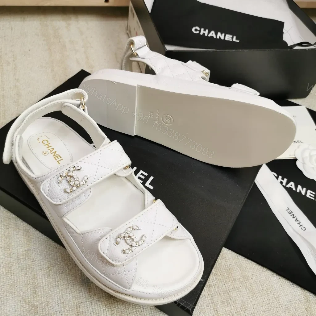 View 3 of White Quilted Velcro Sandals: Luxe Minimalist Comfort Shoes