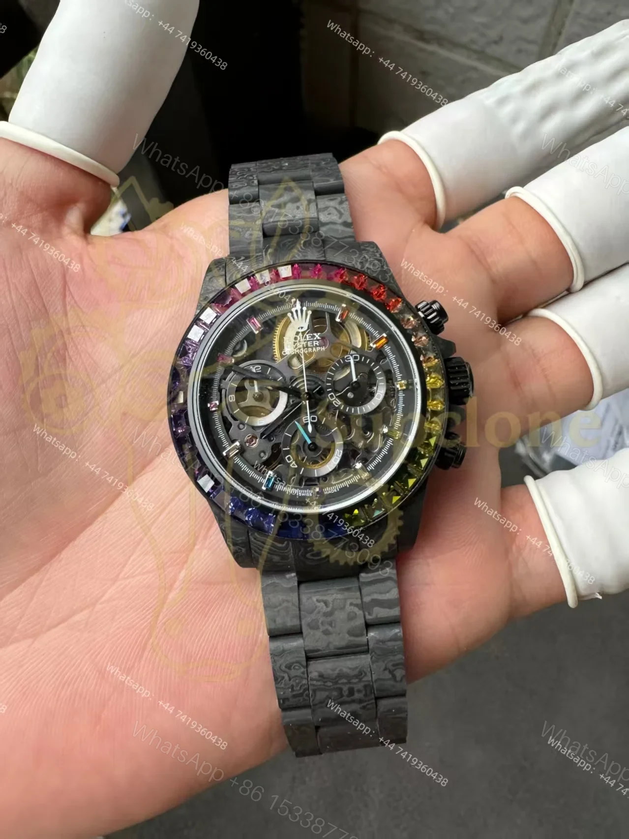 View 3 of Rolex Super Clone Carbon Fiber Daytona Rainbow Bezel Carbon Fiber Bracelet